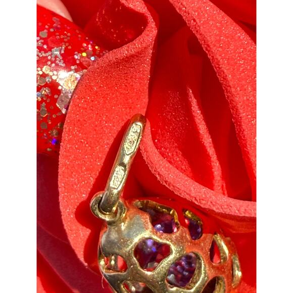 Faberge Gold Plt Violet Purple Egg Pendant Sterling Silver Russian Necklace Jewl - Picture 12 of 16